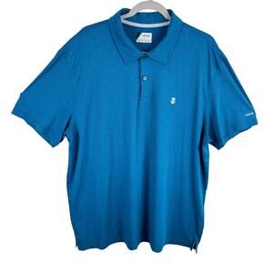 Izod Golf Blue Striped Lightweight Collared 1/4 Button Short Sleeve Polo Top XL